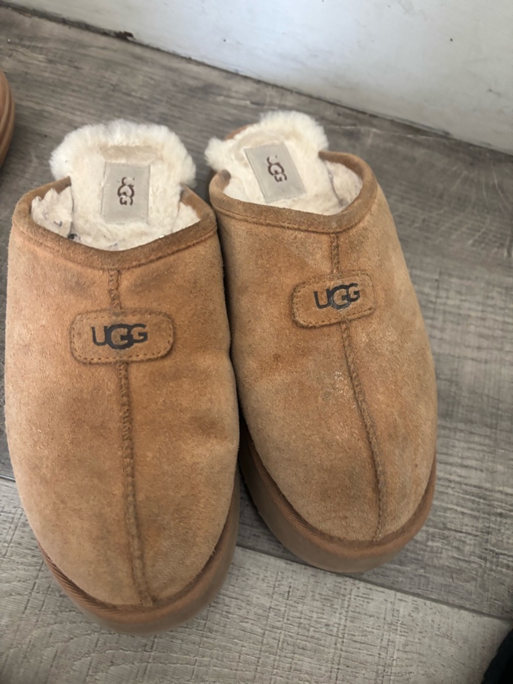 UGG Chestnut Suede Shearling Slip-On Clog